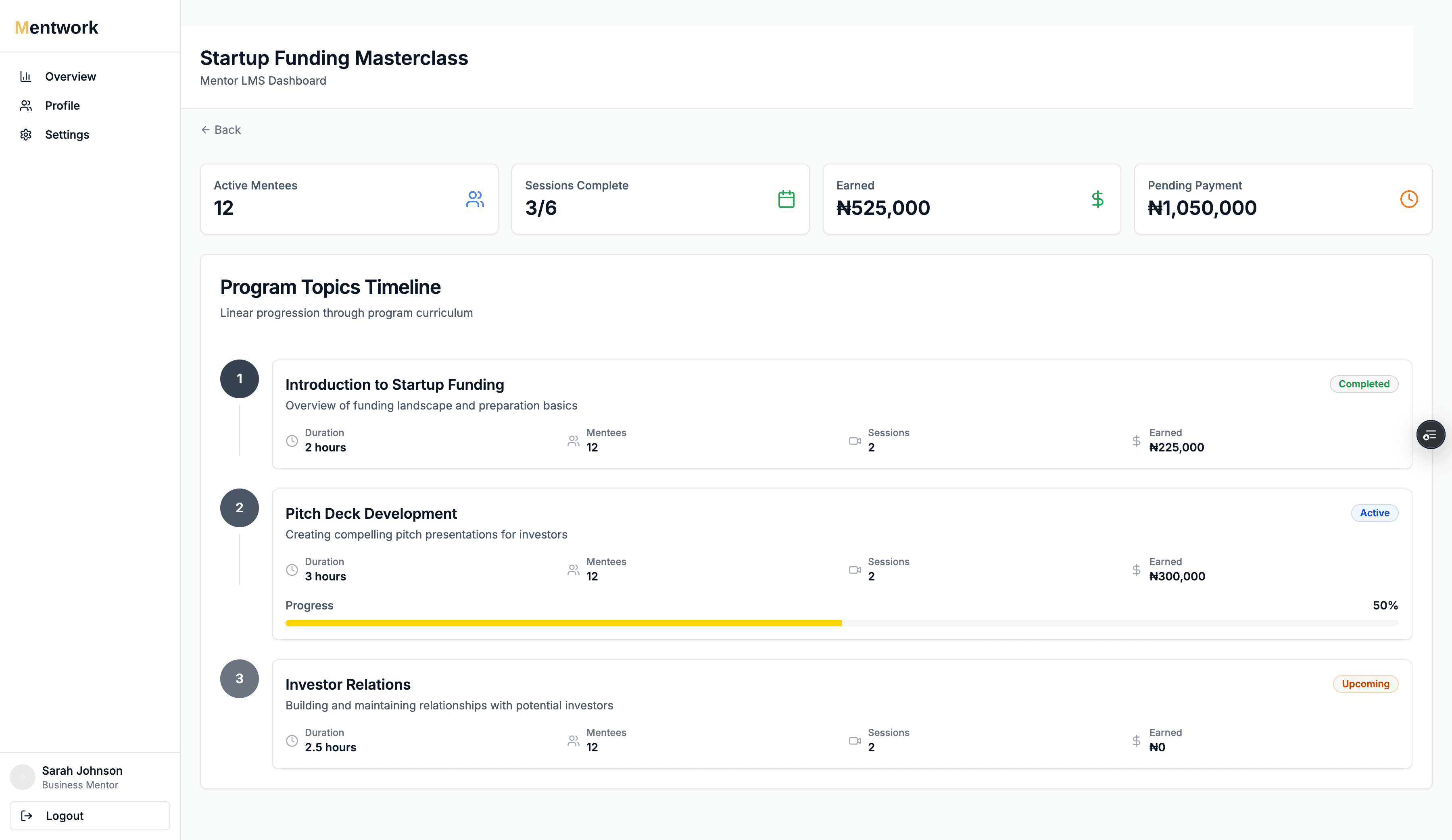 Mentor LMS program topics