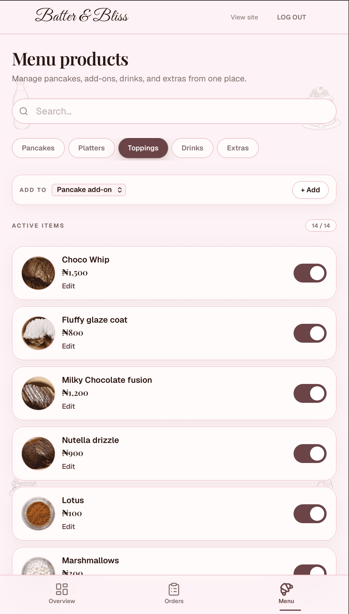 Admin menu editor