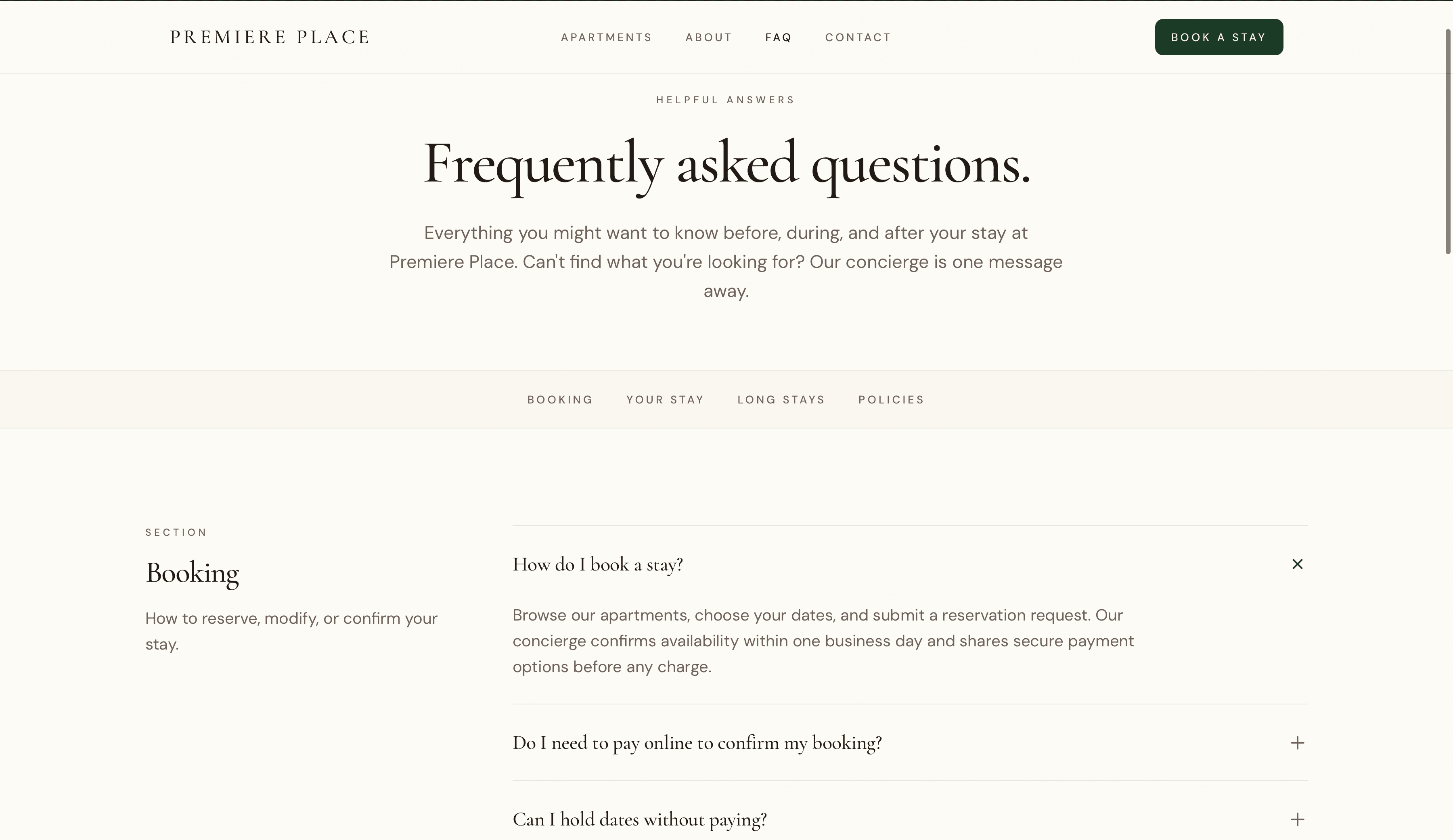 FAQ page